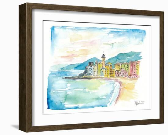 Camogli Beach with Historic Italian Town Center-M. Bleichner-Framed Art Print