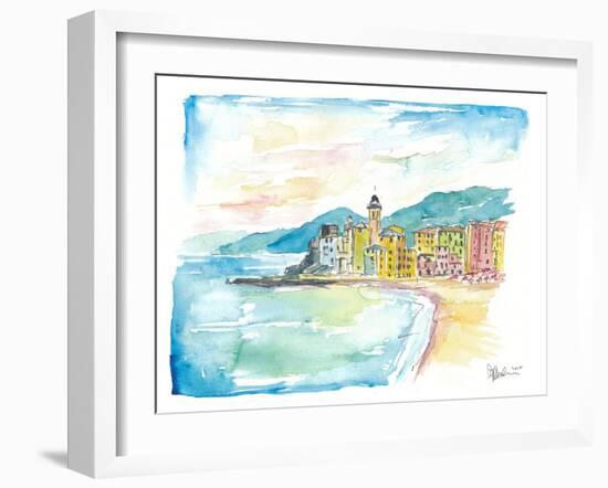 Camogli Beach with Historic Italian Town Center-M. Bleichner-Framed Art Print