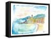 Camogli Beach with Historic Italian Town Center-M. Bleichner-Framed Stretched Canvas