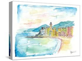 Camogli Beach with Historic Italian Town Center-M. Bleichner-Stretched Canvas