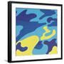 Camouflage, 1987 (blue, yellow)-Andy Warhol-Framed Art Print