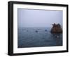 Camouflaged Hunter Shooting Ducks-null-Framed Premium Photographic Print