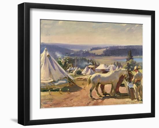 Camp at Malbuison, Near Pontarlier, c.1918-Sir Alfred Munnings-Framed Giclee Print