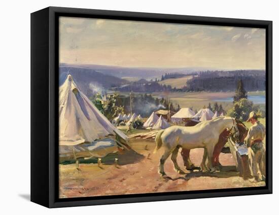 Camp at Malbuison, Near Pontarlier, c.1918-Sir Alfred Munnings-Framed Stretched Canvas