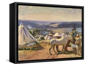 Camp at Malbuison, Near Pontarlier, c.1918-Sir Alfred Munnings-Framed Stretched Canvas