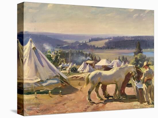 Camp at Malbuison, Near Pontarlier, c.1918-Sir Alfred Munnings-Stretched Canvas