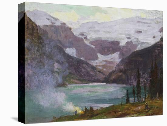 Camp by Lake Louise-Edward Henry Potthast-Stretched Canvas