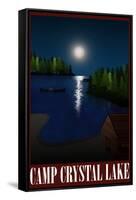 Camp Crystal Lake Retro Travel Poster-null-Framed Stretched Canvas
