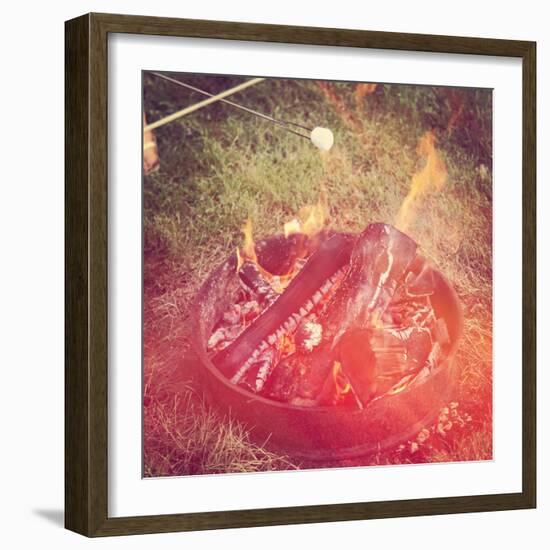 Camp Fire in Summer-melking-Framed Photographic Print