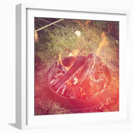 Camp Fire in Summer-melking-Framed Photographic Print