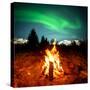 Camp Fire Watching Northern Lights-Solarseven-Stretched Canvas