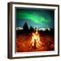 Camp Fire Watching Northern Lights-Solarseven-Framed Photographic Print