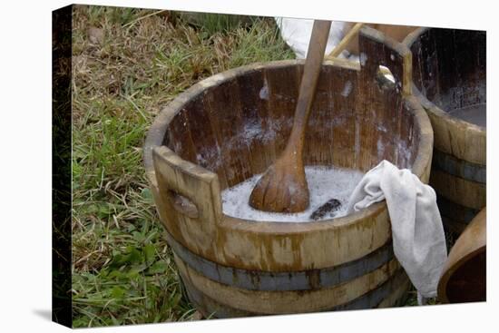 Camp Laundry in a Bucket at a Reenactment on the Yorktown Battlefield, Virginia-null-Stretched Canvas