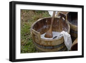 Camp Laundry in a Bucket at a Reenactment on the Yorktown Battlefield, Virginia-null-Framed Giclee Print