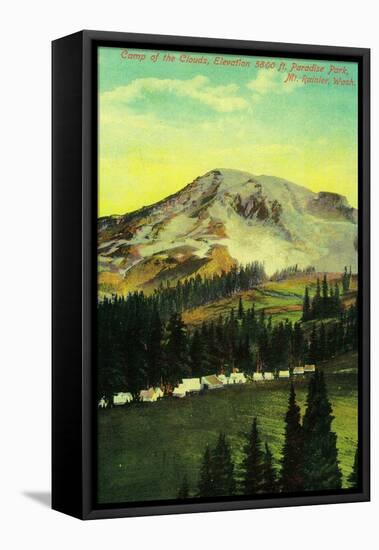 Camp of the Clouds, Paradise Park, Rainier - Rainier National Park-Lantern Press-Framed Stretched Canvas
