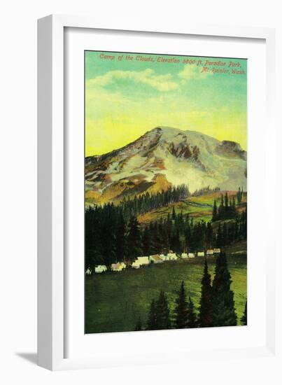 Camp of the Clouds, Paradise Park, Rainier - Rainier National Park-Lantern Press-Framed Art Print