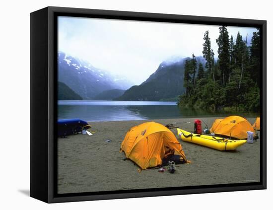 Camp Site by Lake, Chile-Michael Brown-Framed Stretched Canvas