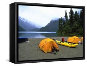 Camp Site by Lake, Chile-Michael Brown-Framed Stretched Canvas