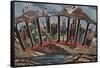 Camp Timberline, Colorado - Large Letter Scenes-Lantern Press-Framed Stretched Canvas