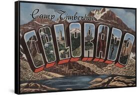 Camp Timberline, Colorado - Large Letter Scenes-Lantern Press-Framed Stretched Canvas