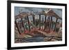 Camp Timberline, Colorado - Large Letter Scenes-Lantern Press-Framed Art Print