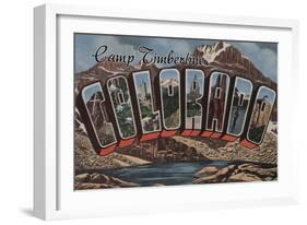 Camp Timberline, Colorado - Large Letter Scenes-Lantern Press-Framed Art Print