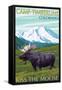 Camp Timberline, Colorado - Moose and Mountain-Lantern Press-Framed Stretched Canvas