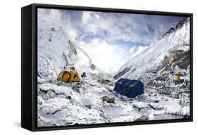 Camp Two on the Upper Khumbu Glacier at 21,500' on the South Side of Mount Everest, Nepal-Kent Harvey-Framed Stretched Canvas