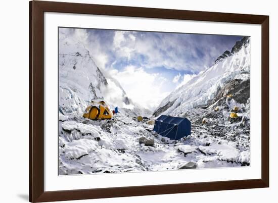 Camp Two on the Upper Khumbu Glacier at 21,500' on the South Side of Mount Everest, Nepal-Kent Harvey-Framed Photographic Print