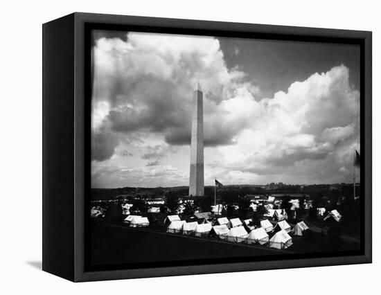 Camp under Washington Monument-null-Framed Stretched Canvas