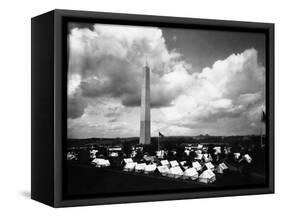 Camp under Washington Monument-null-Framed Stretched Canvas