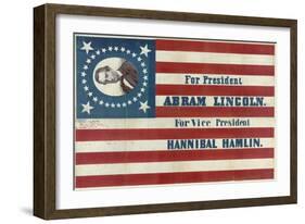 Campaign Banner for Presidential Candidate Abraham Lincoln and Running Mate Hannibal Hamlin-null-Framed Giclee Print