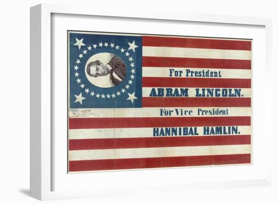 Campaign Banner for Presidential Candidate Abraham Lincoln and Running Mate Hannibal Hamlin-null-Framed Giclee Print