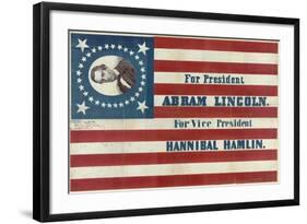 Campaign Banner for Presidential Candidate Abraham Lincoln and Running Mate Hannibal Hamlin-null-Framed Giclee Print