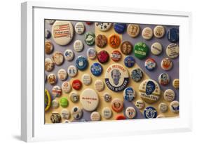 Campaign Buttons, McGovern Legacy Museum, Mitchell, South Dakota, USA-Walter Bibikow-Framed Photographic Print