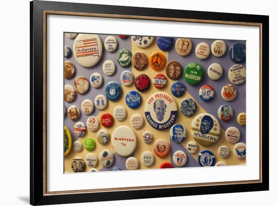 Campaign Buttons, McGovern Legacy Museum, Mitchell, South Dakota, USA-Walter Bibikow-Framed Photographic Print