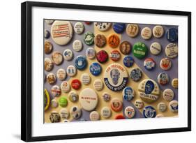 Campaign Buttons, McGovern Legacy Museum, Mitchell, South Dakota, USA-Walter Bibikow-Framed Photographic Print