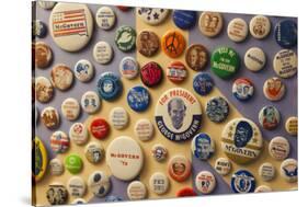 Campaign Buttons, McGovern Legacy Museum, Mitchell, South Dakota, USA-Walter Bibikow-Stretched Canvas