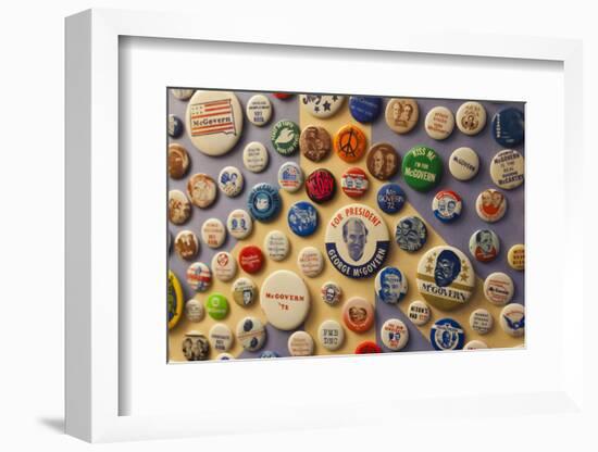 Campaign Buttons, McGovern Legacy Museum, Mitchell, South Dakota, USA-Walter Bibikow-Framed Photographic Print