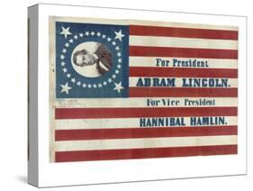 Campaign Flag for Lincoln and Hamlin-null-Stretched Canvas