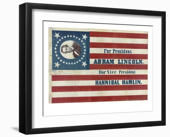 Campaign Flag for Lincoln and Hamlin-null-Framed Art Print