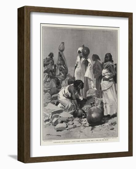 Campaigning in Somaliland, Native Women Drawing Water from a Well for the Troops-Frederic De Haenen-Framed Giclee Print