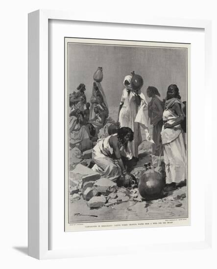 Campaigning in Somaliland, Native Women Drawing Water from a Well for the Troops-Frederic De Haenen-Framed Giclee Print