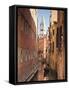 Campanile and Gondola on Canal in Venice, Italy-Jon Arnold-Framed Stretched Canvas