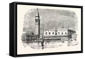 Campanile of St. Mark's and Palace of the Doges Venice-null-Framed Stretched Canvas