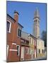 Campanile of the Church of San Martino and Painted Houses, Burano, Venice, Italy-Peter Thompson-Mounted Photographic Print