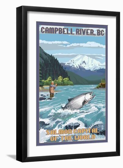 Campbell River, British Columbia, Canada - Angler Fisherman Scene-Lantern Press-Framed Art Print