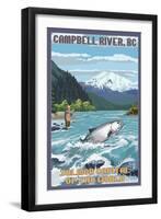 Campbell River, British Columbia, Canada - Angler Fisherman Scene-Lantern Press-Framed Art Print