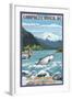 Campbell River, British Columbia, Canada - Angler Fisherman Scene-Lantern Press-Framed Art Print