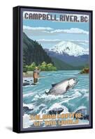 Campbell River, British Columbia, Canada - Angler Fisherman Scene-Lantern Press-Framed Stretched Canvas